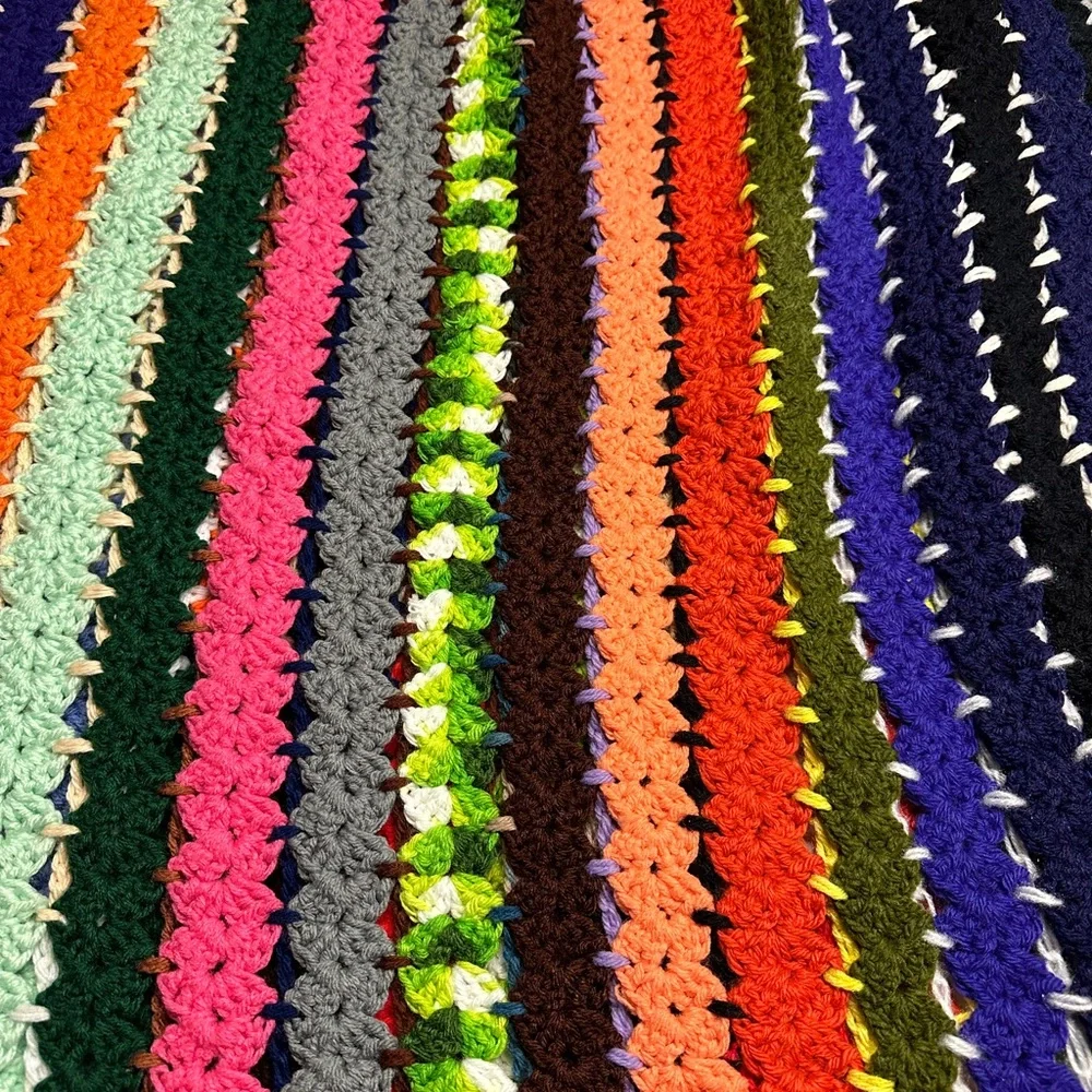 Vintage Handmade Crochet Throw Blanket 43x65 Multicolor Boho Cottagecore Cabin
